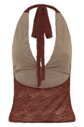 Asher Sheer Lace Halter Top - Chilli